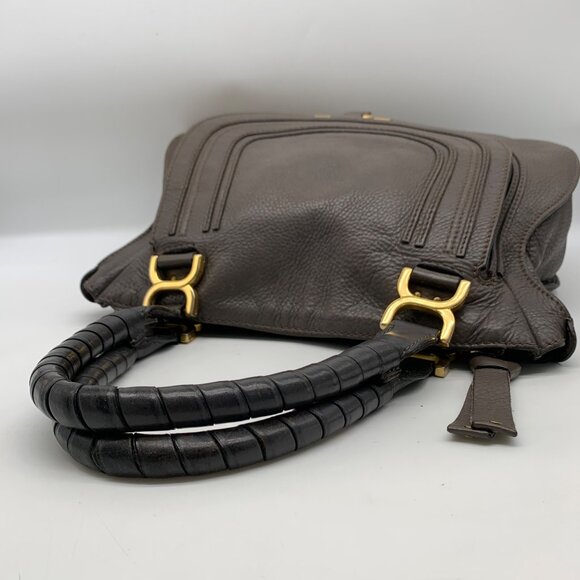 Chloé Gray Calf Leather Marcie Small Double Carry Satchel Bag - Picture 10 of 12